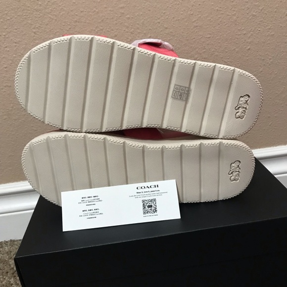 Coach Gwen Pink Lemonade Two Strap Buckle Slide Sandals Size 7-8 - Picture 8 of 13